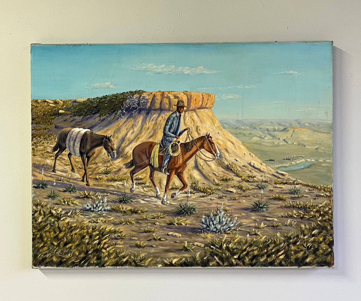 Original Western Cowboy Painting Signed Art Sorley