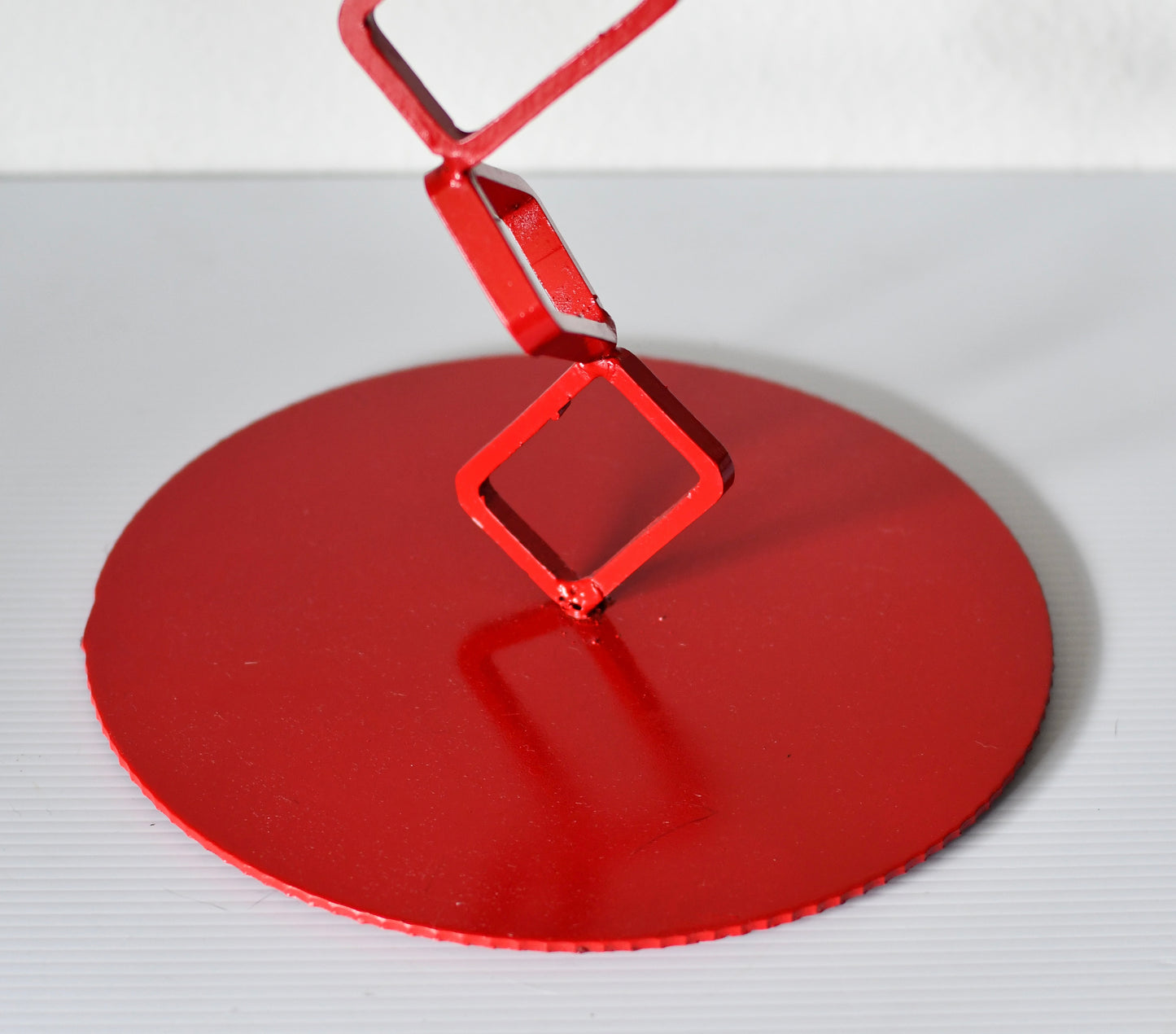 Post Modern Red Metal Geometric Sculpture