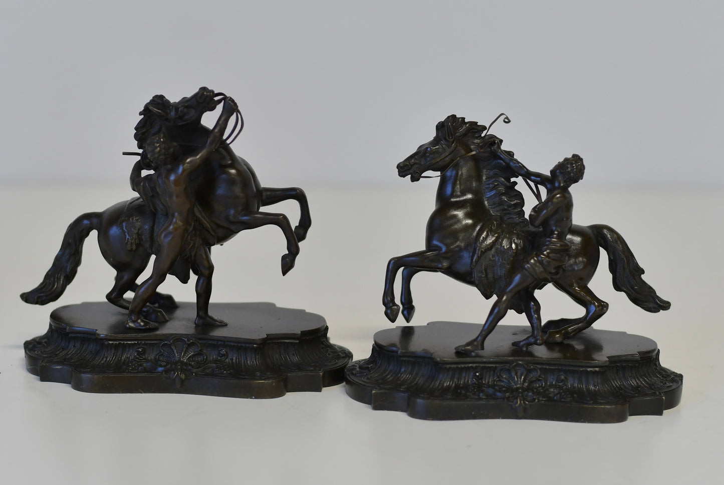 Vntg Pair Of Bronze Sculptures Horse Of Marly After Guillaume Coustou Bookends