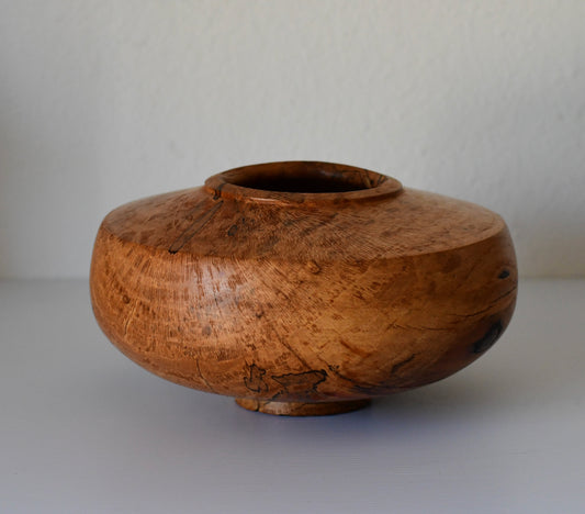 Hand Turned Maple Burl Wood Vase Signed