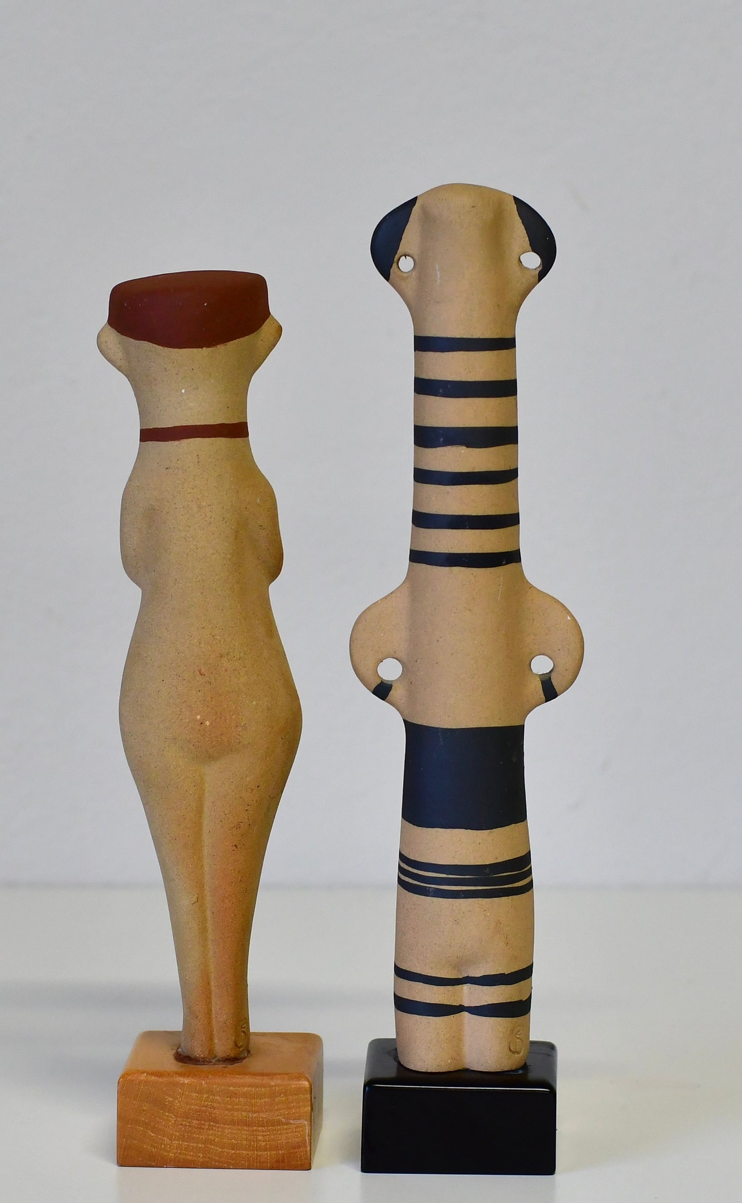 Vintage Greek Male & Female Pottery Idol Sculptures Zande Pierides Cypriote