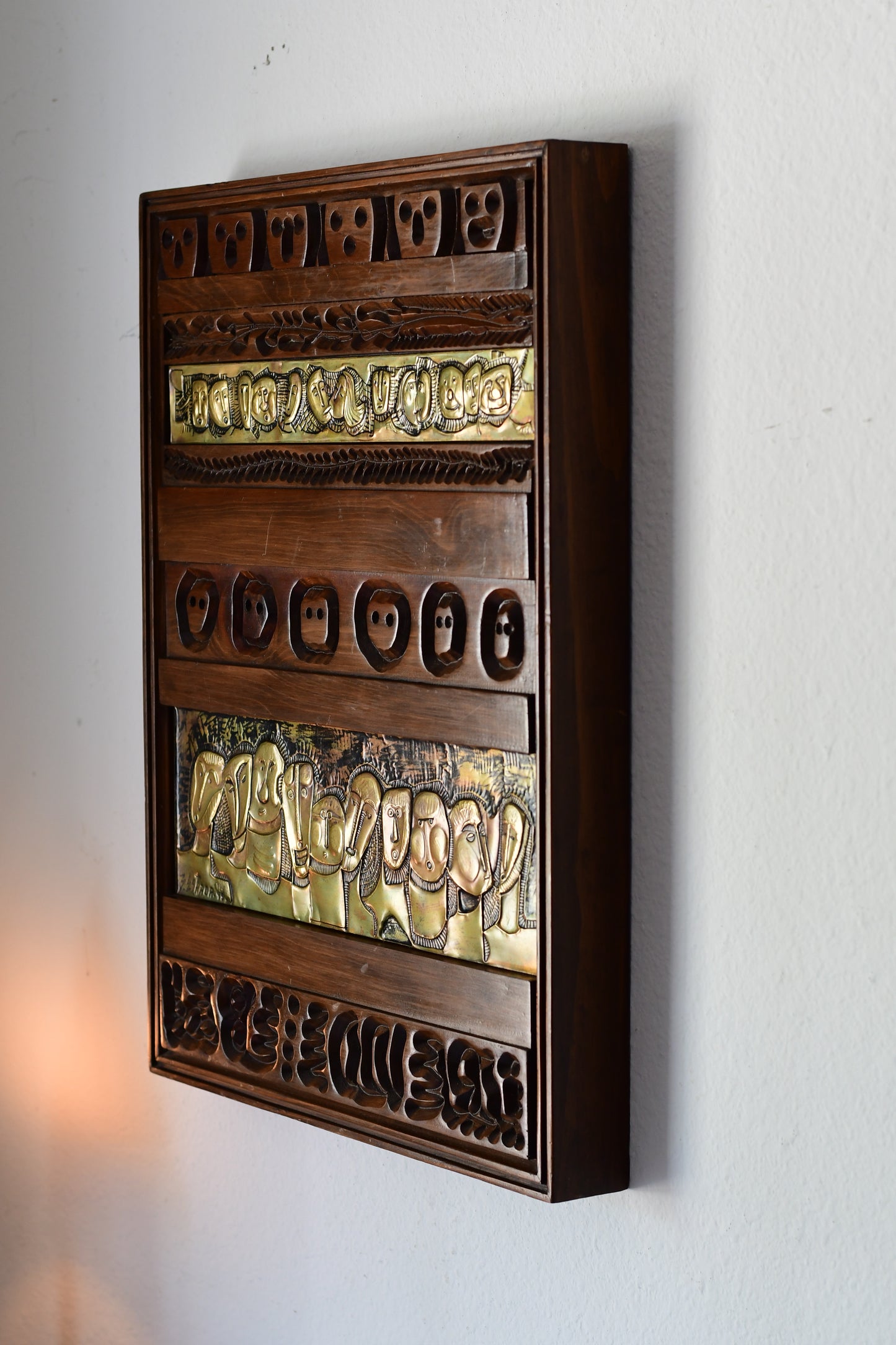 Vintage Post Modern Handcarved Wall Art Signed Estrada 1995