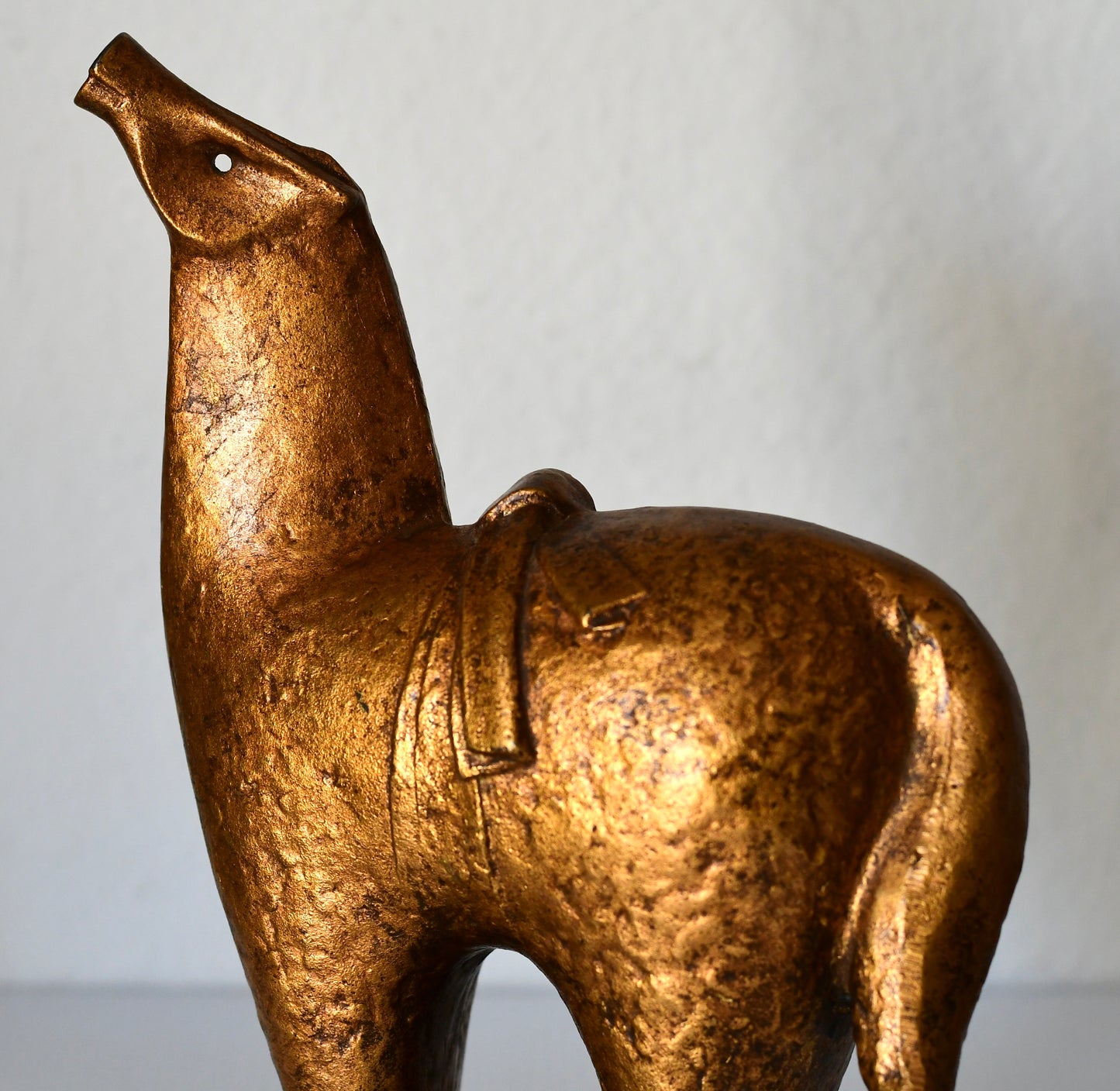 Vintage Gold Iron Horse Sculpture Zodiac Figurine Japanese Art