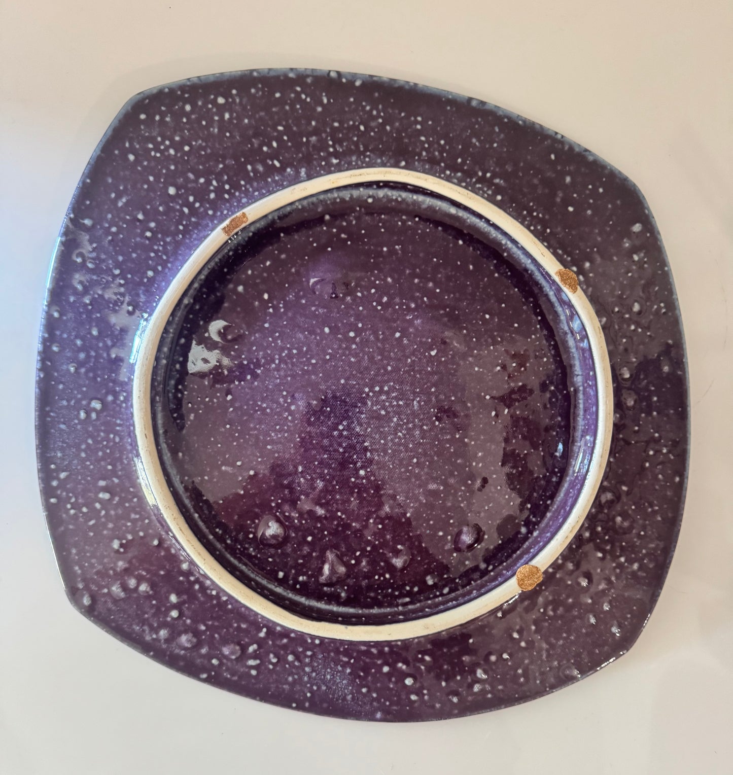 Vintage Handmade Studio Pottery Art Platter Plate Signed 15” Square