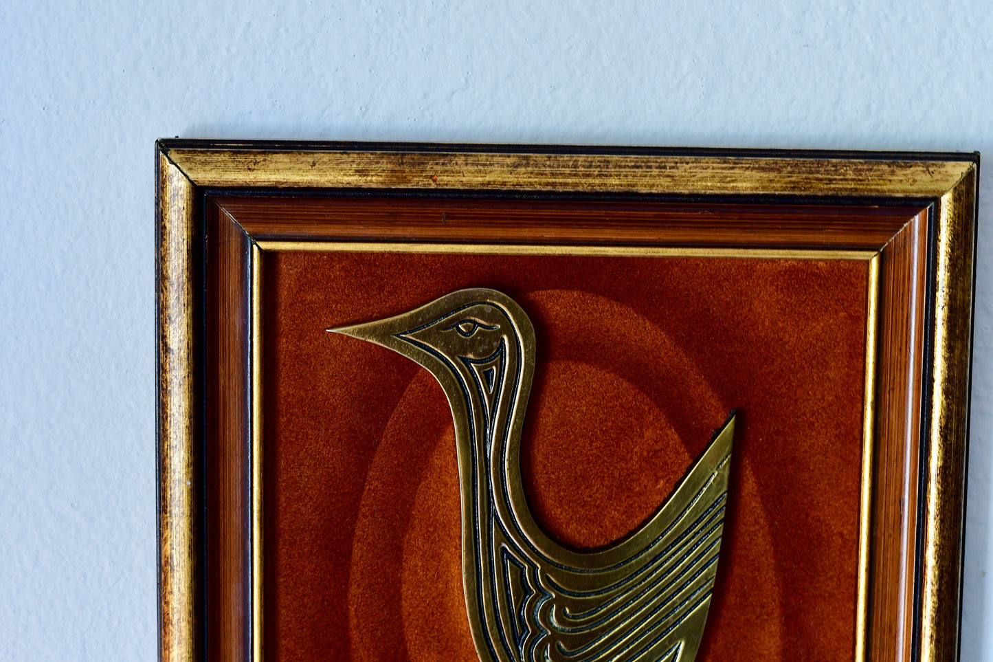 Vintage Brass Bird Sculpture Wall Art Circa 1979