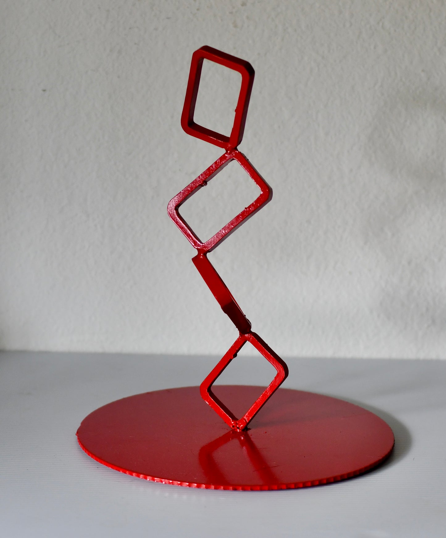 Post Modern Red Metal Geometric Sculpture
