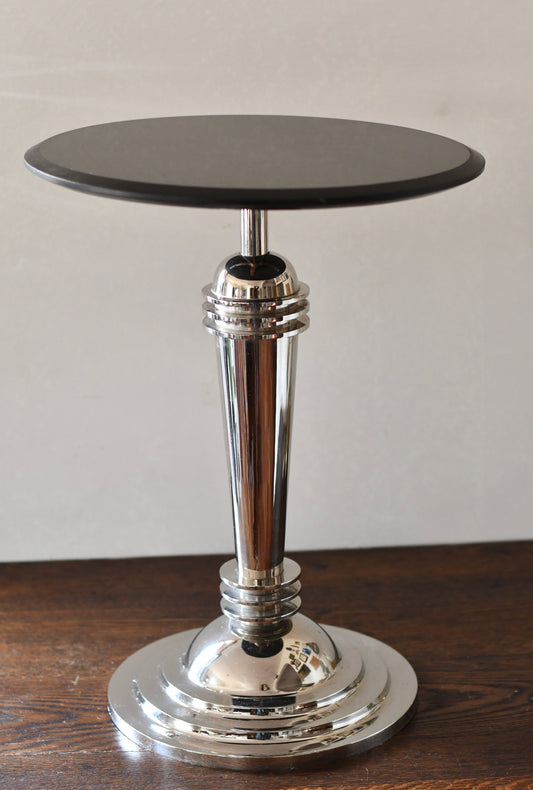 Vintage Art Deco Style Chrome & Marble Drink Pedestal Side Table