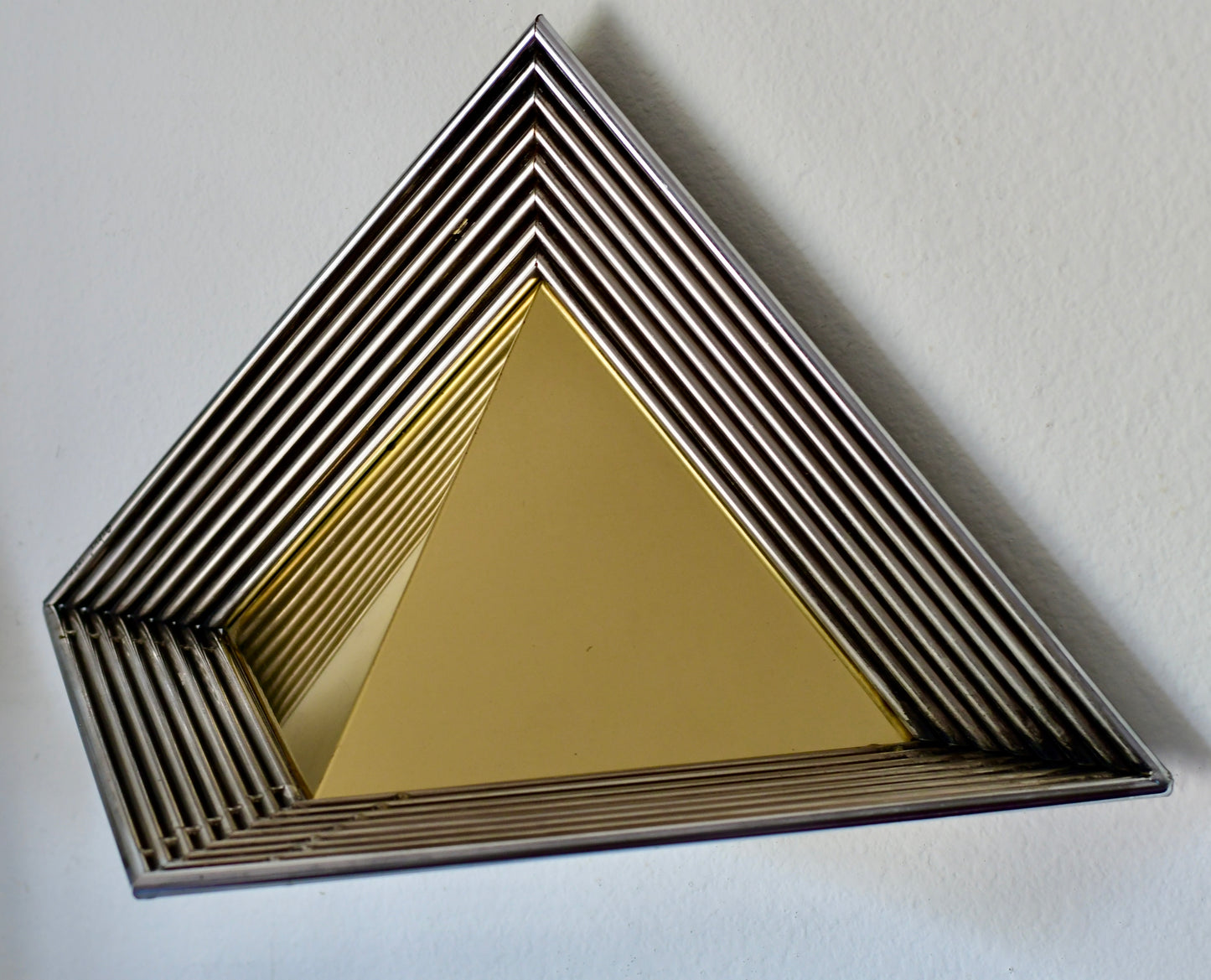 Vintage Post Modern Curtis Jere Triangle Brass Wall Sculpture