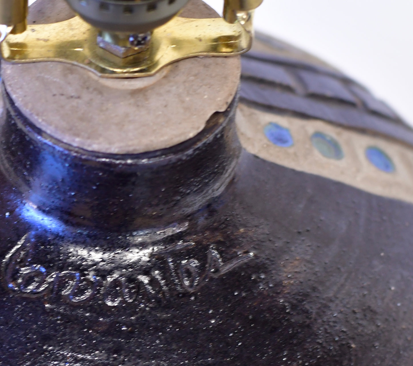 Vintage Mid Century Ceramic Art Pottery Lamp Signed Cervantes Mexico