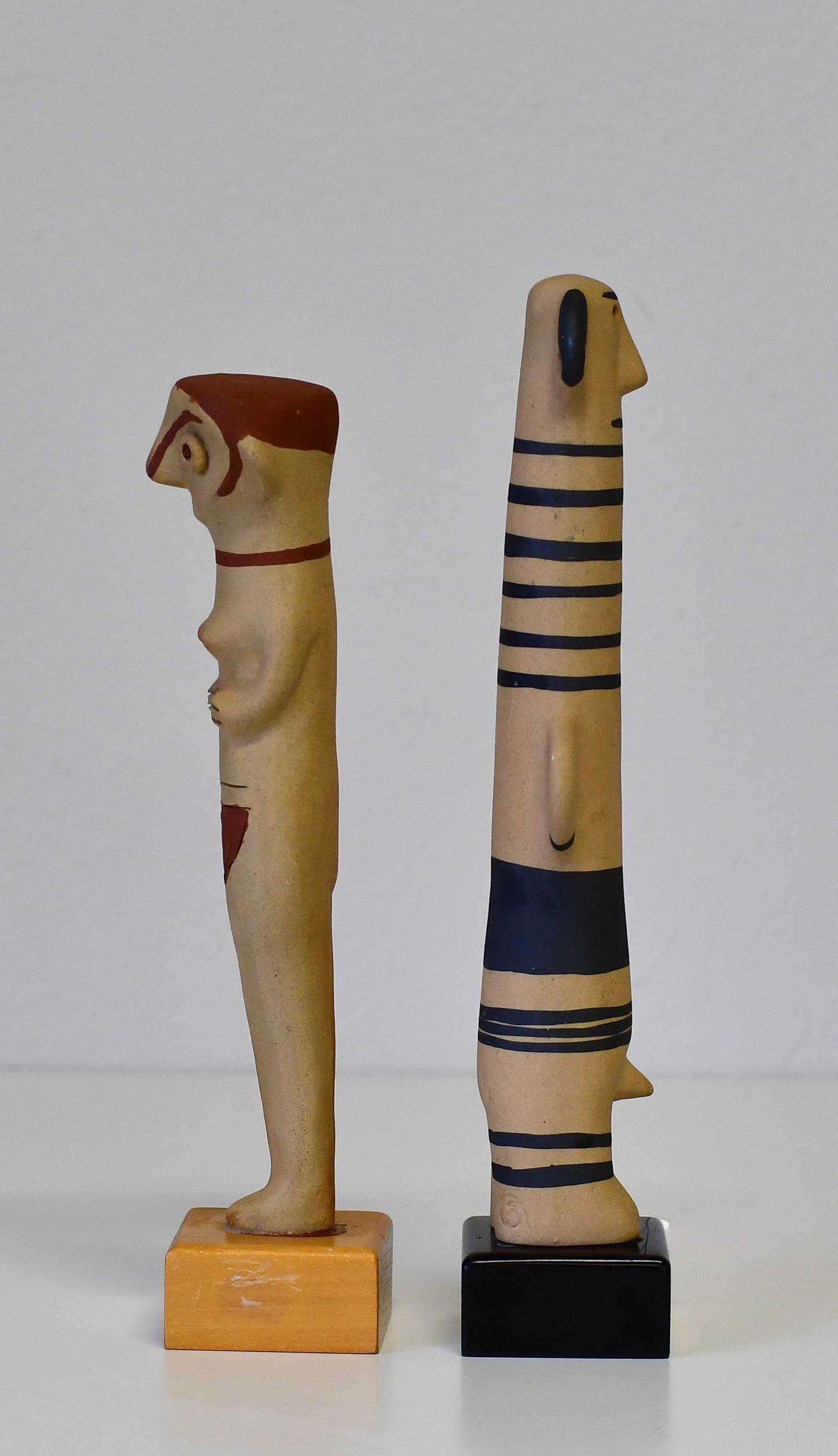 Vintage Greek Male & Female Pottery Idol Sculptures Zande Pierides Cypriote