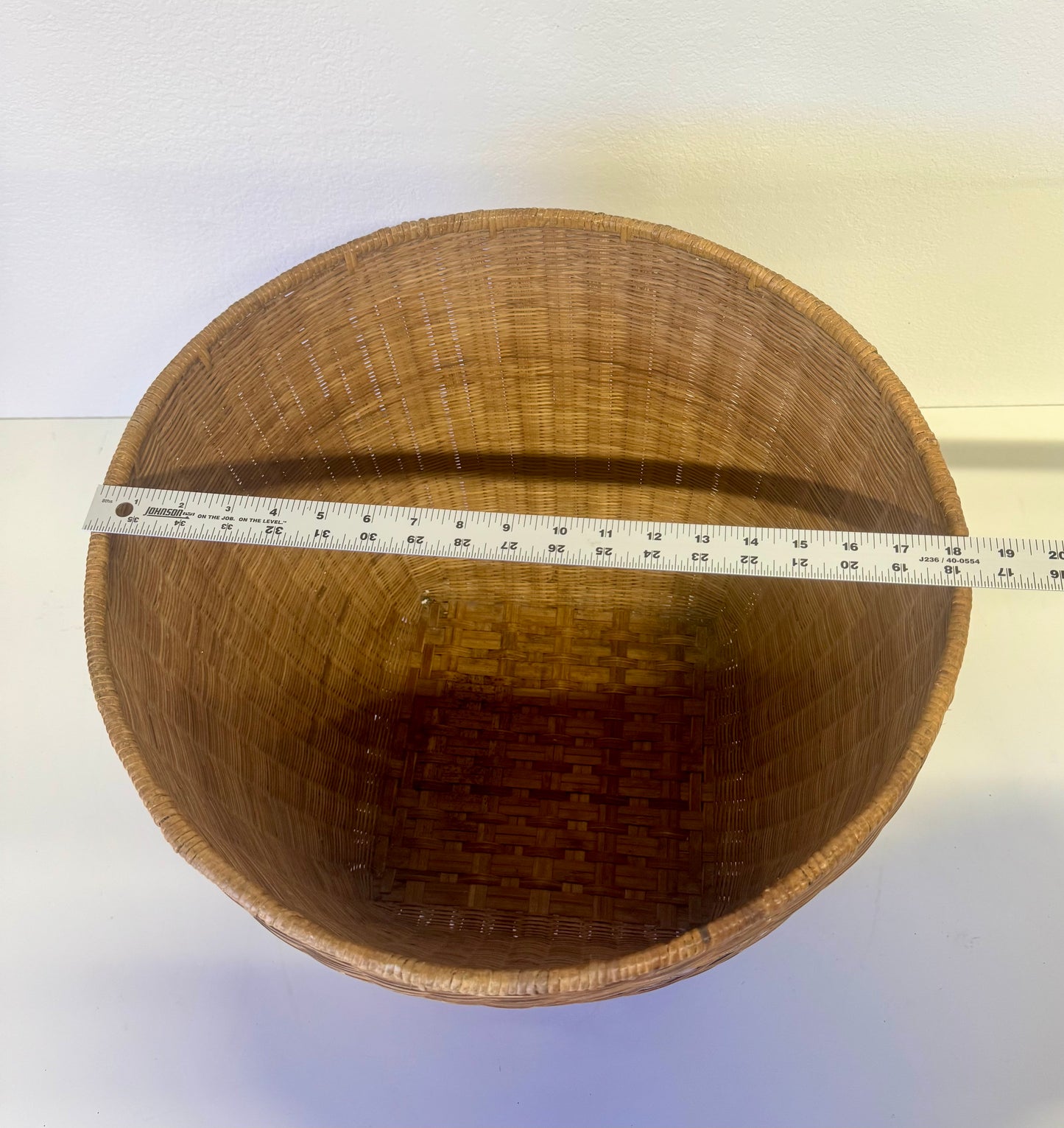 Vintage Mid-Century Era Chinese Bamboo Woven Basket Planter Chinoiserie