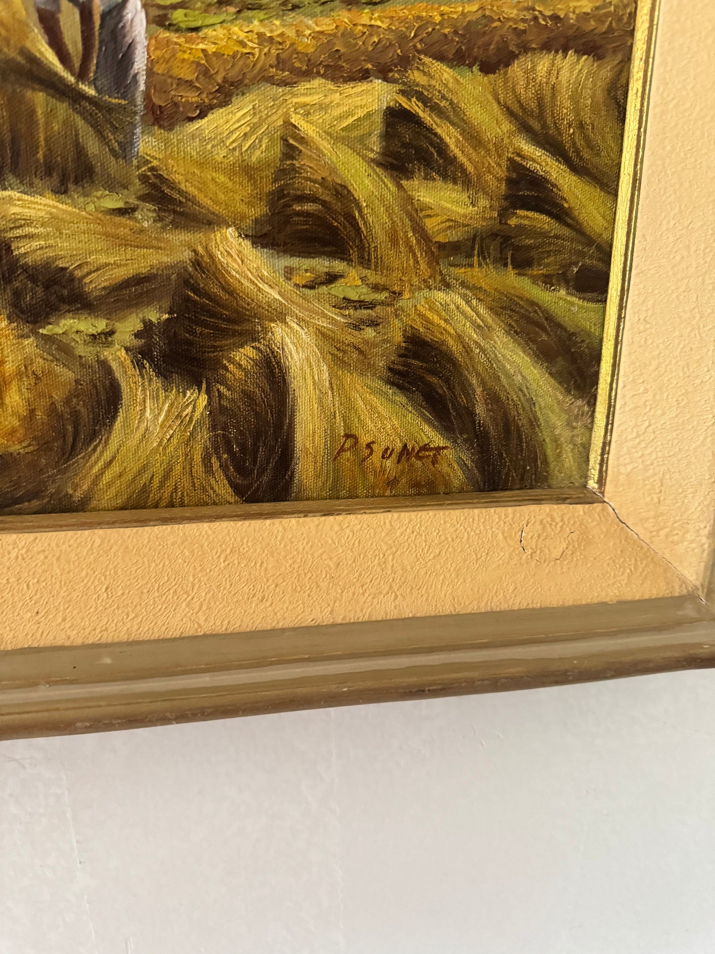 Original Harvesting Oil Painting Signed P. Sunet