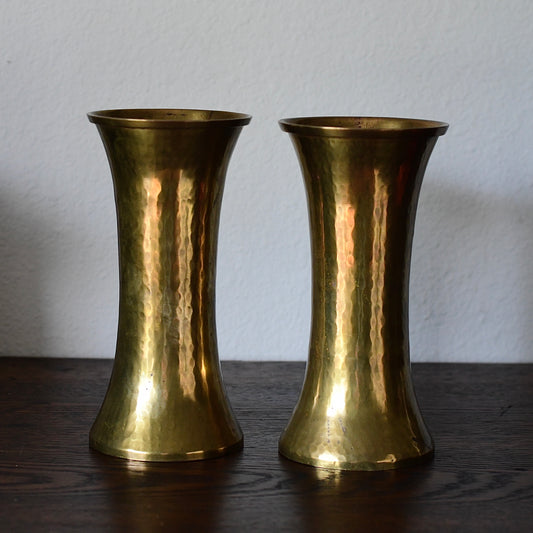 Pair Of Russian Hand hammered Brass Trumpet Vases Early 19th Century