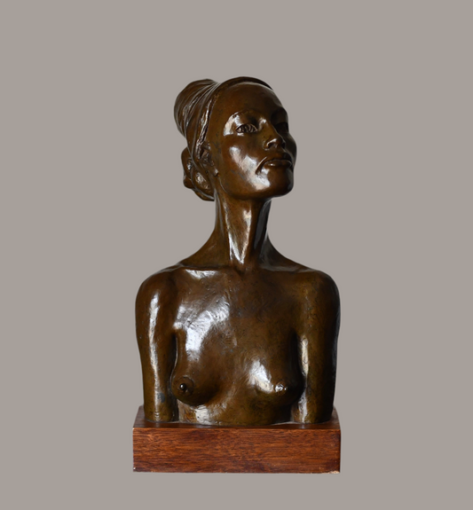 Beautiful Bronze Nude Women Bust Sculpture By Richard Hoffmann 2 / 10