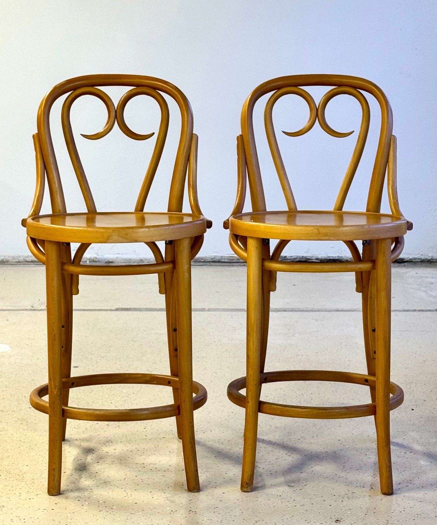 Vintage Pair of Original Thonet Bentwood Bar Stools