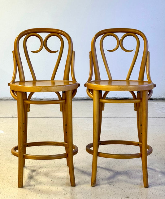 Vintage Pair of Original Thonet Bentwood Bar Stools