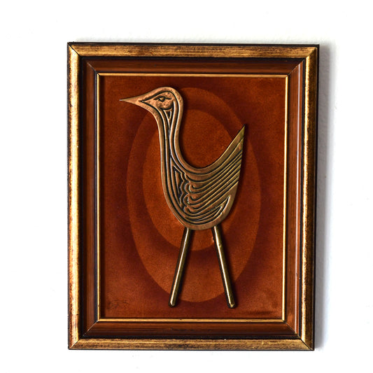 Vintage Brass Bird Sculpture Wall Art Circa 1979