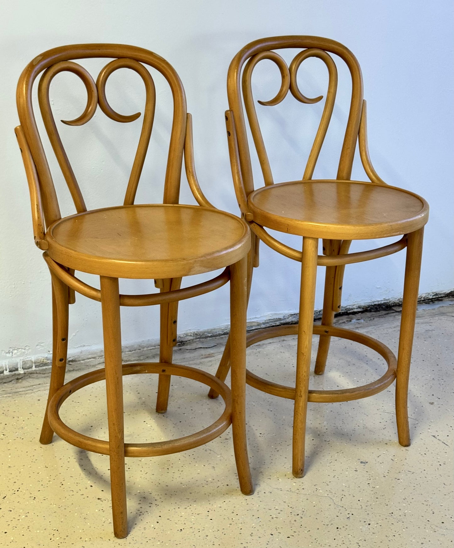 Vintage Pair of Original Thonet Bentwood Bar Stools