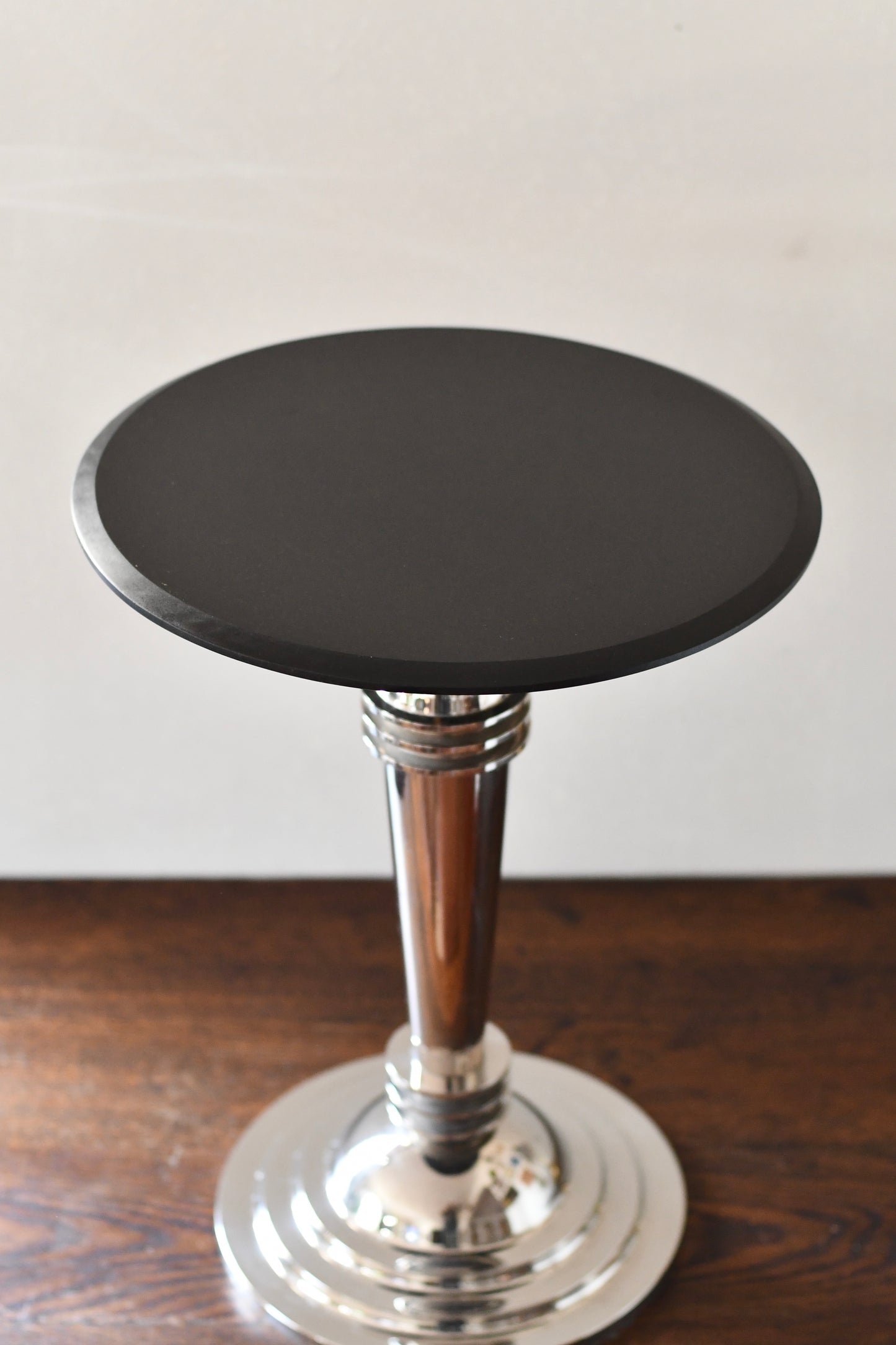 Vintage Art Deco Style Chrome & Marble Drink Pedestal Side Table