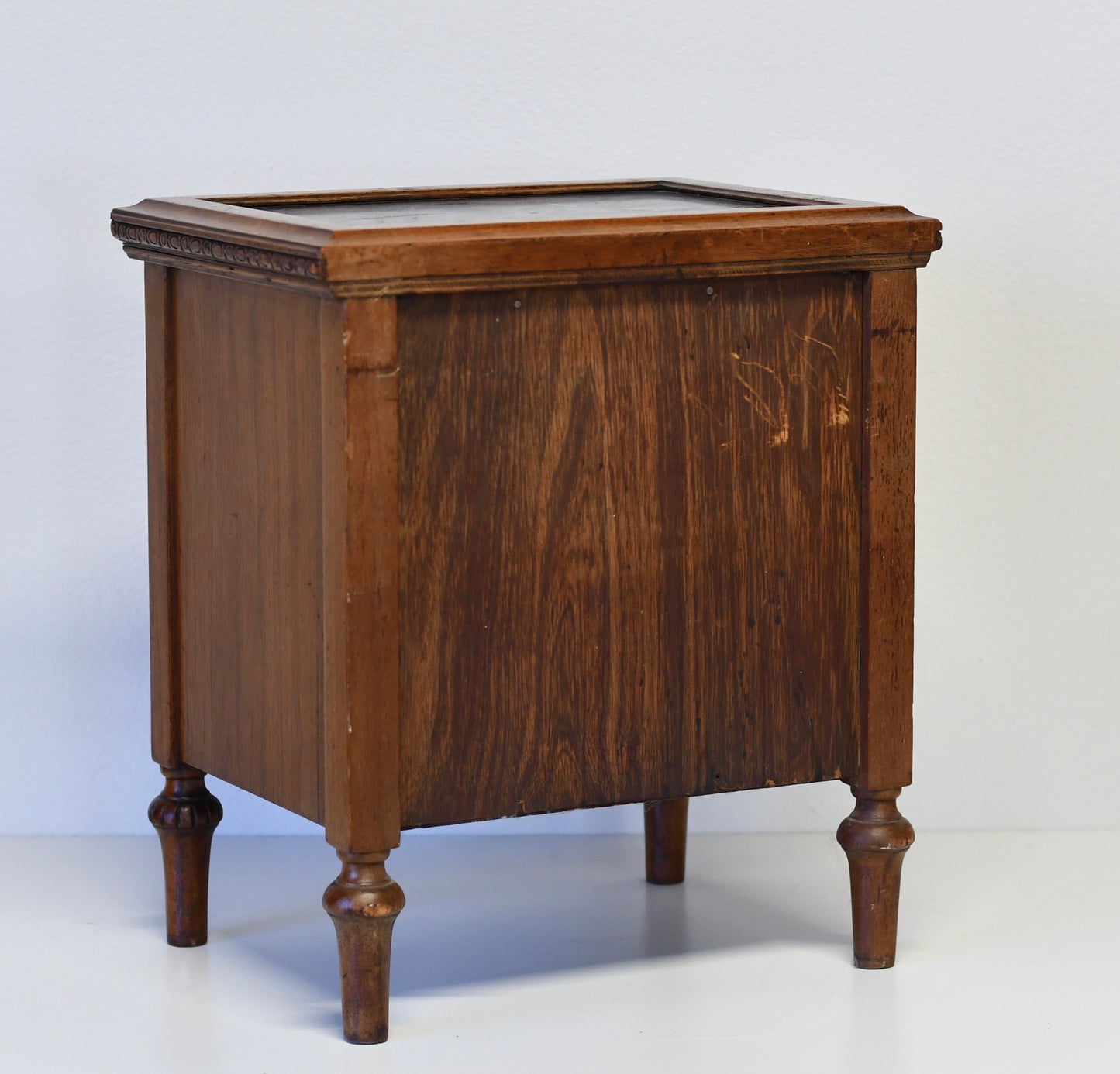 Antique French Louis XVI Petite Walnut & Marble Nightstand Side