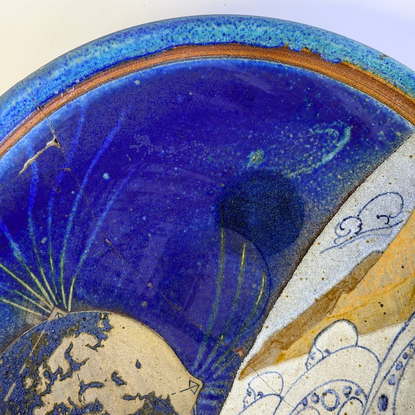 Vintage Original Brian Persha Art Pottery Plate Repaired 1970’s