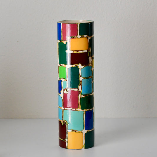 Beautiful Handmade Studio Pottery Multi Colored Vase Signed Breaux 1992