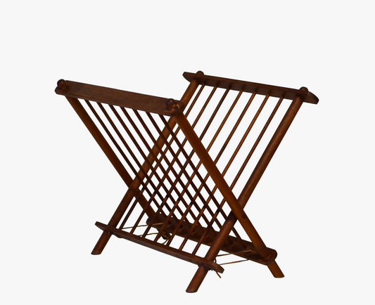 Mid Century Modern Danish Magazine Rack Teak Vintage Folding Mcm