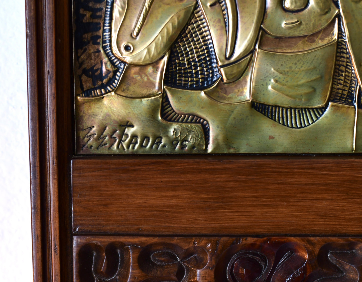 Vintage Post Modern Handcarved Wall Art Signed Estrada 1995