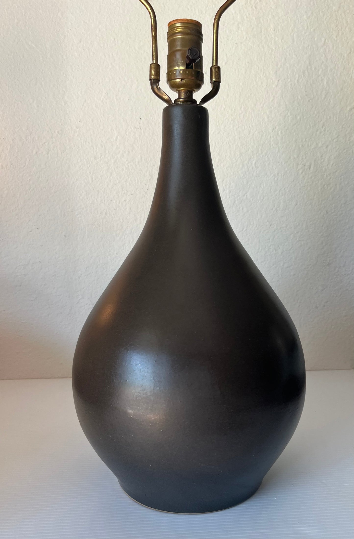 Jane and Gordon Martz Mid-Century Ceramic Tear Drop Lamp with Chocolate Glaze