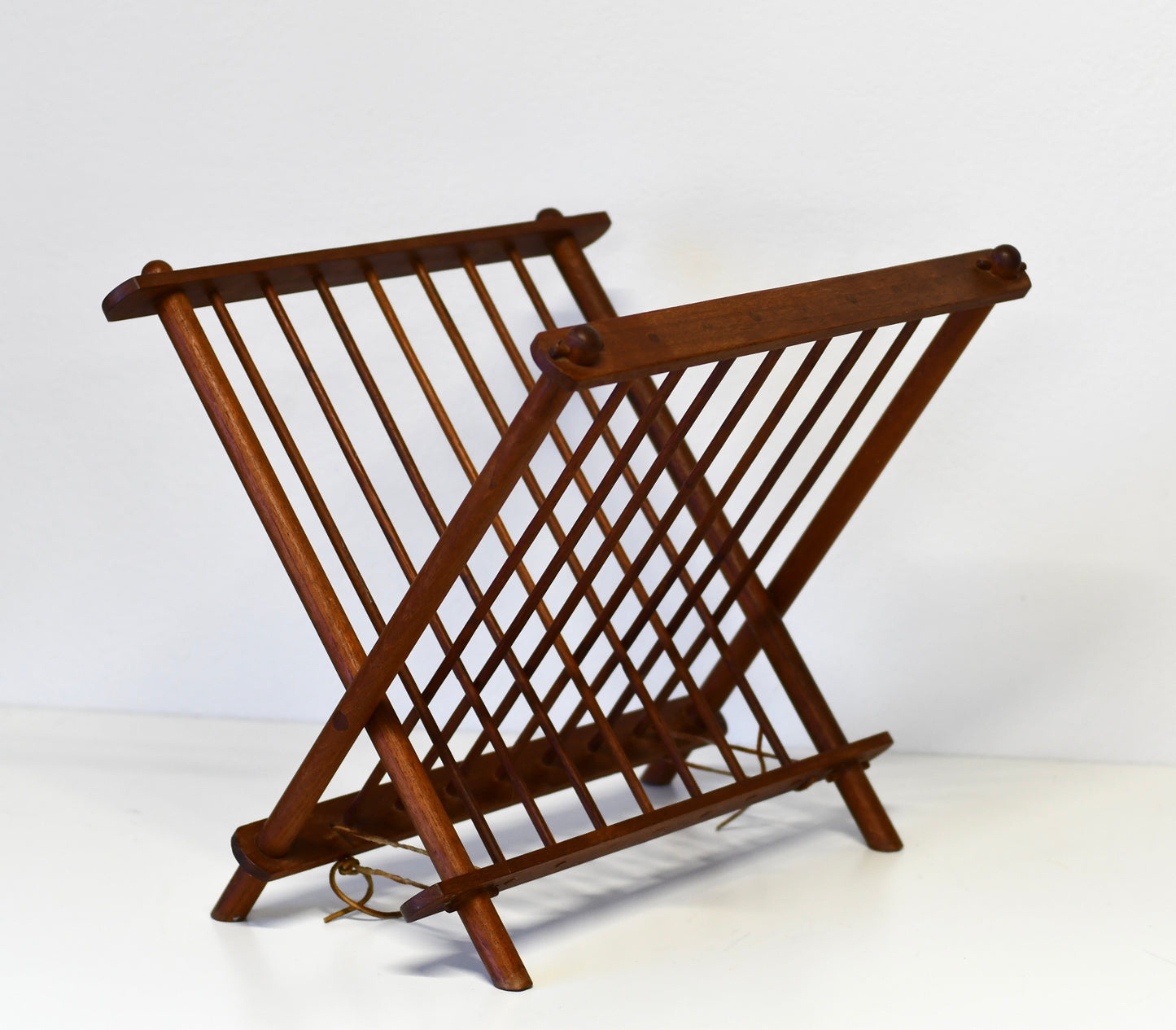 Mid Century Modern Danish Magazine Rack Teak Vintage Folding Mcm