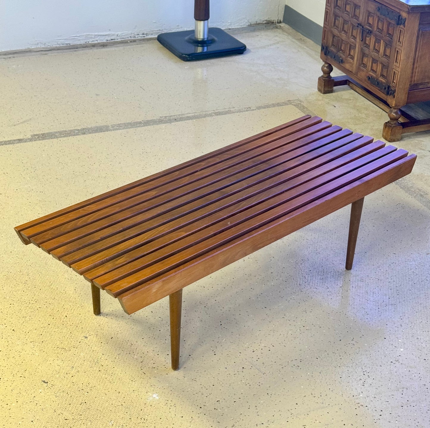Vintage Mid Century Modern Slat Bench Coffee Table