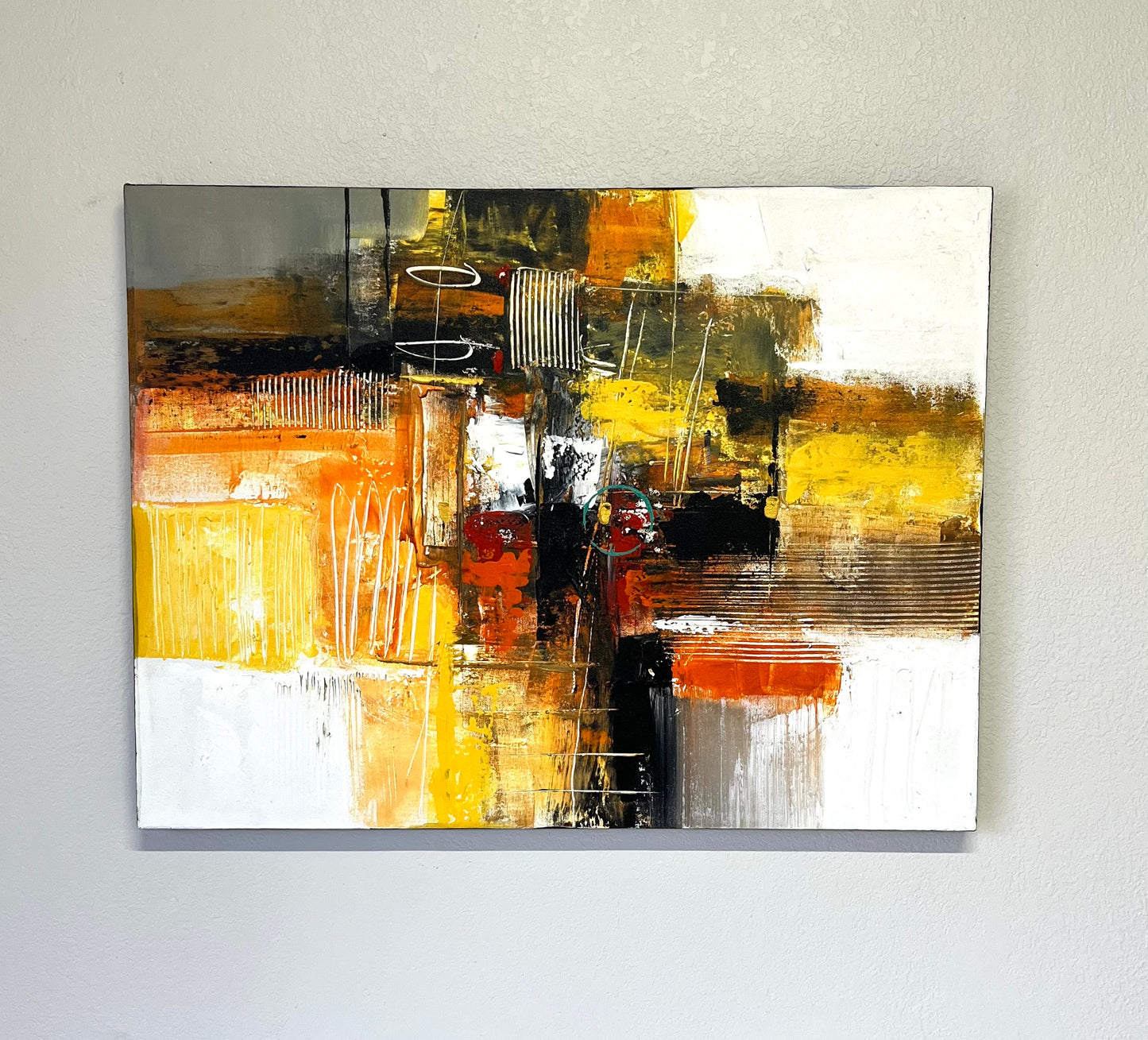 Original Mid Century Modern Abstract Art Painting 31 X 24