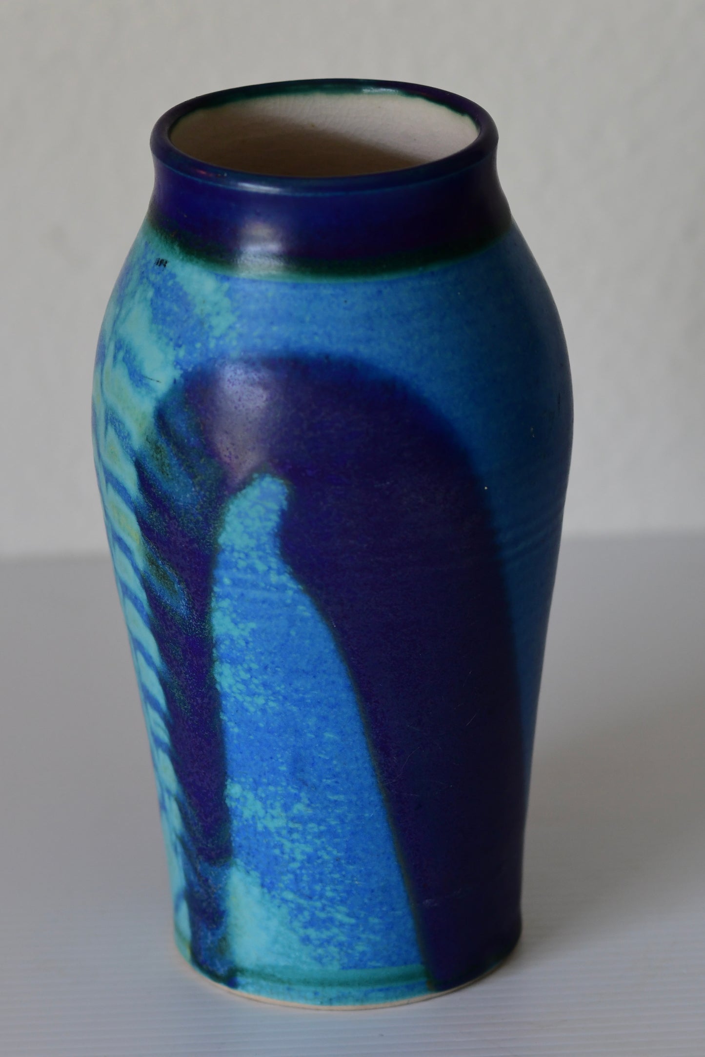 Vintage Blue Studio Pottery Vase Signed 8.75” Tall