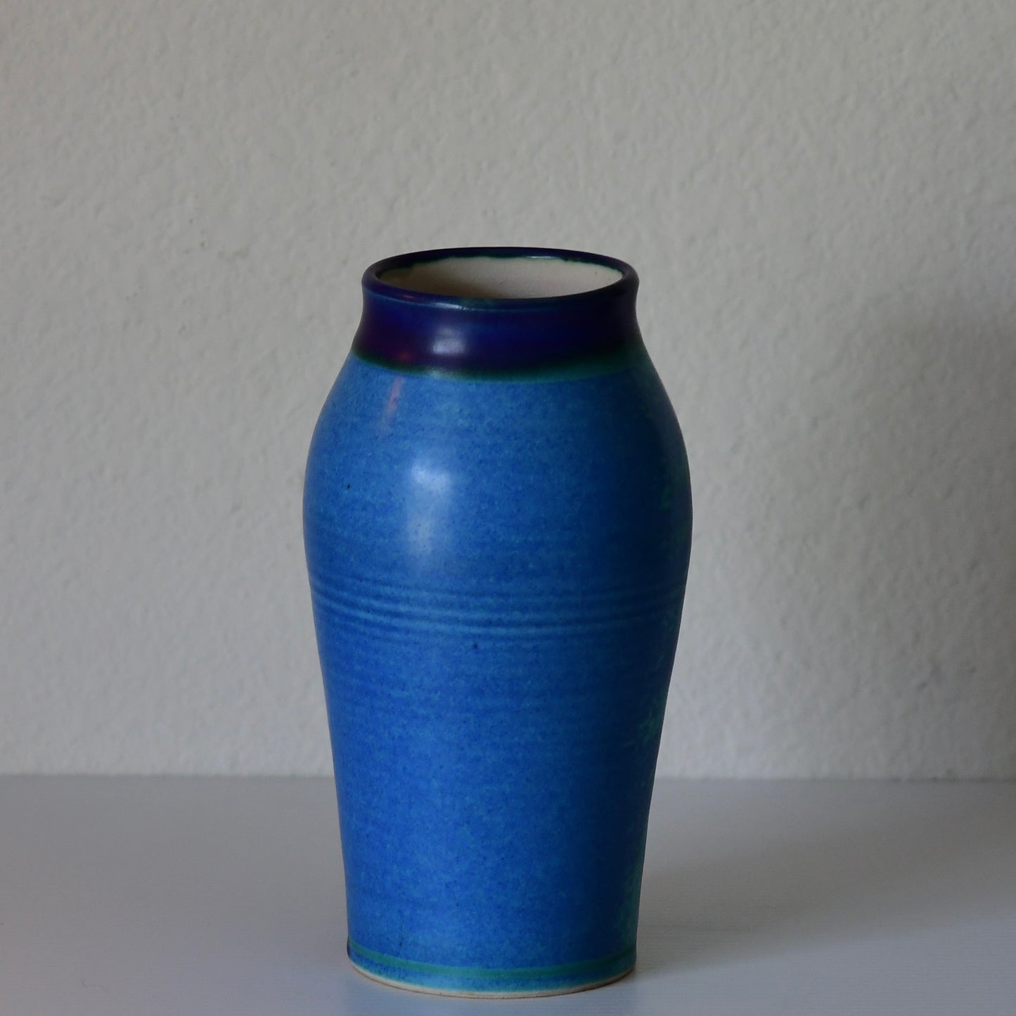 Vintage Blue Studio Pottery Vase Signed 8.75” Tall