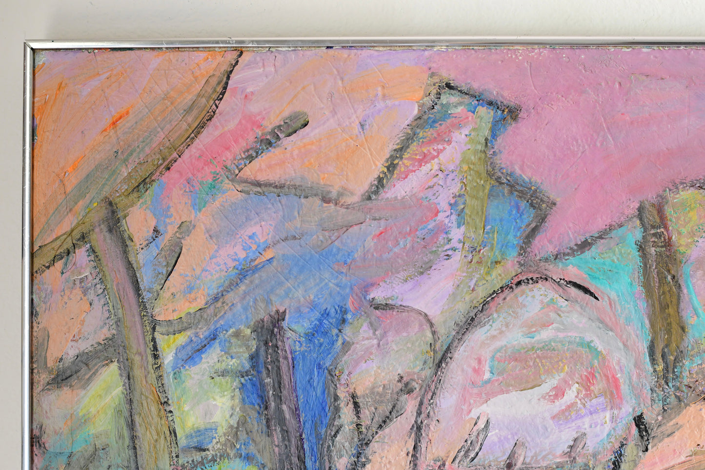 Original Abstract Mid Century Landscape Painting Signed Zimmerman