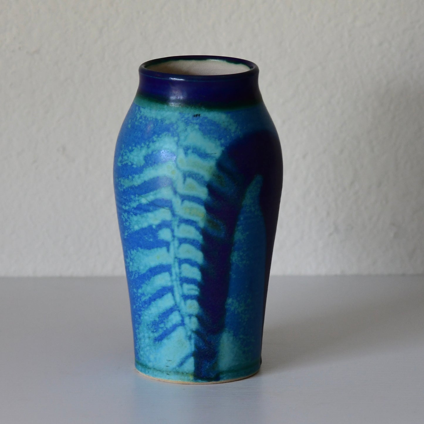 Vintage Blue Studio Pottery Vase Signed 8.75” Tall