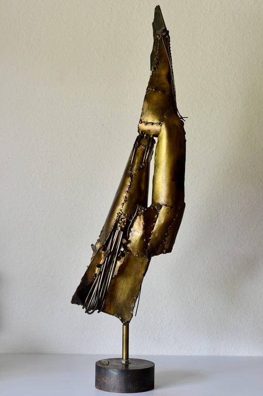 Stunning Vintage Abstract Copper Brass Brutalist Sculpture