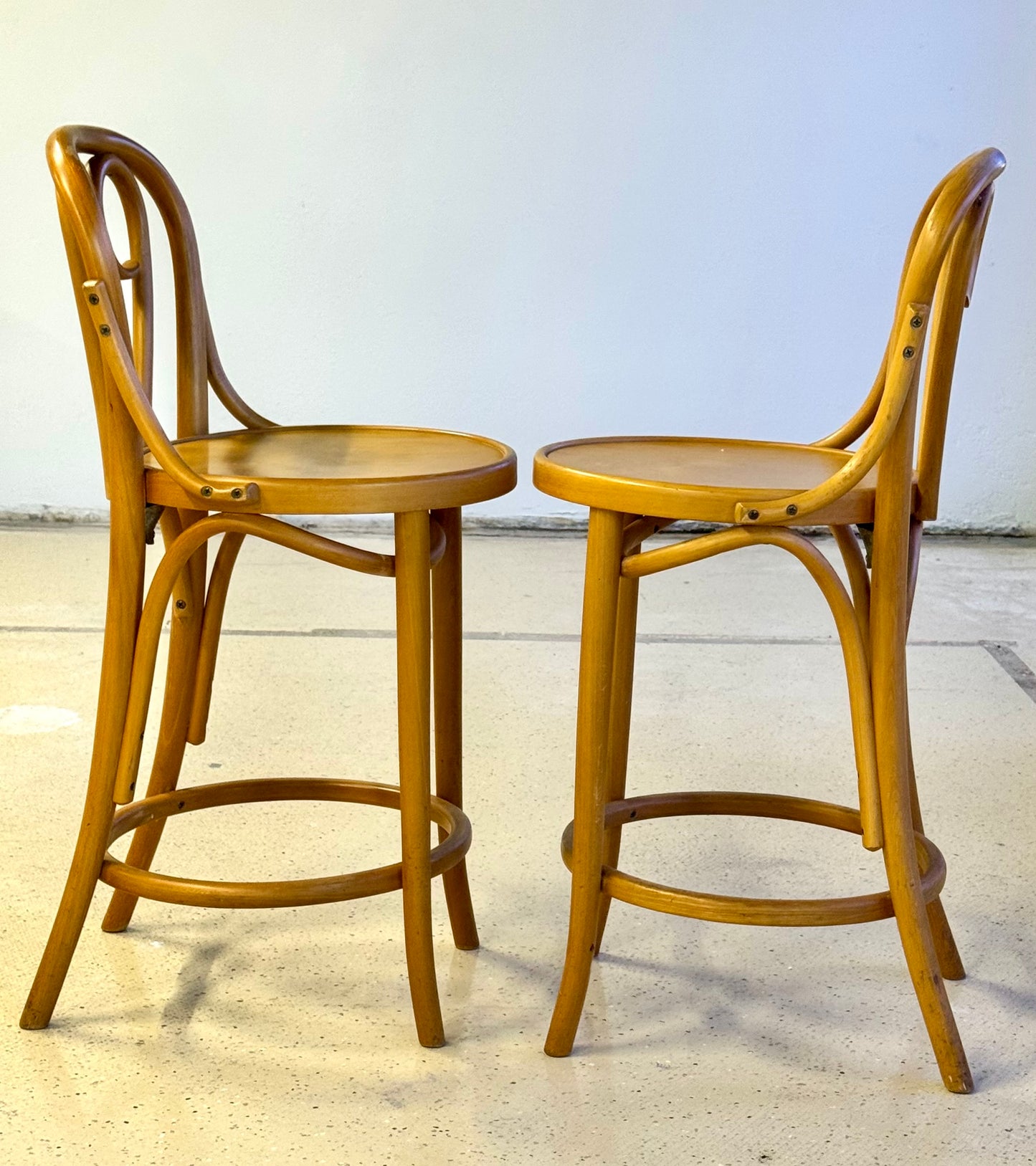 Vintage Pair of Original Thonet Bentwood Bar Stools