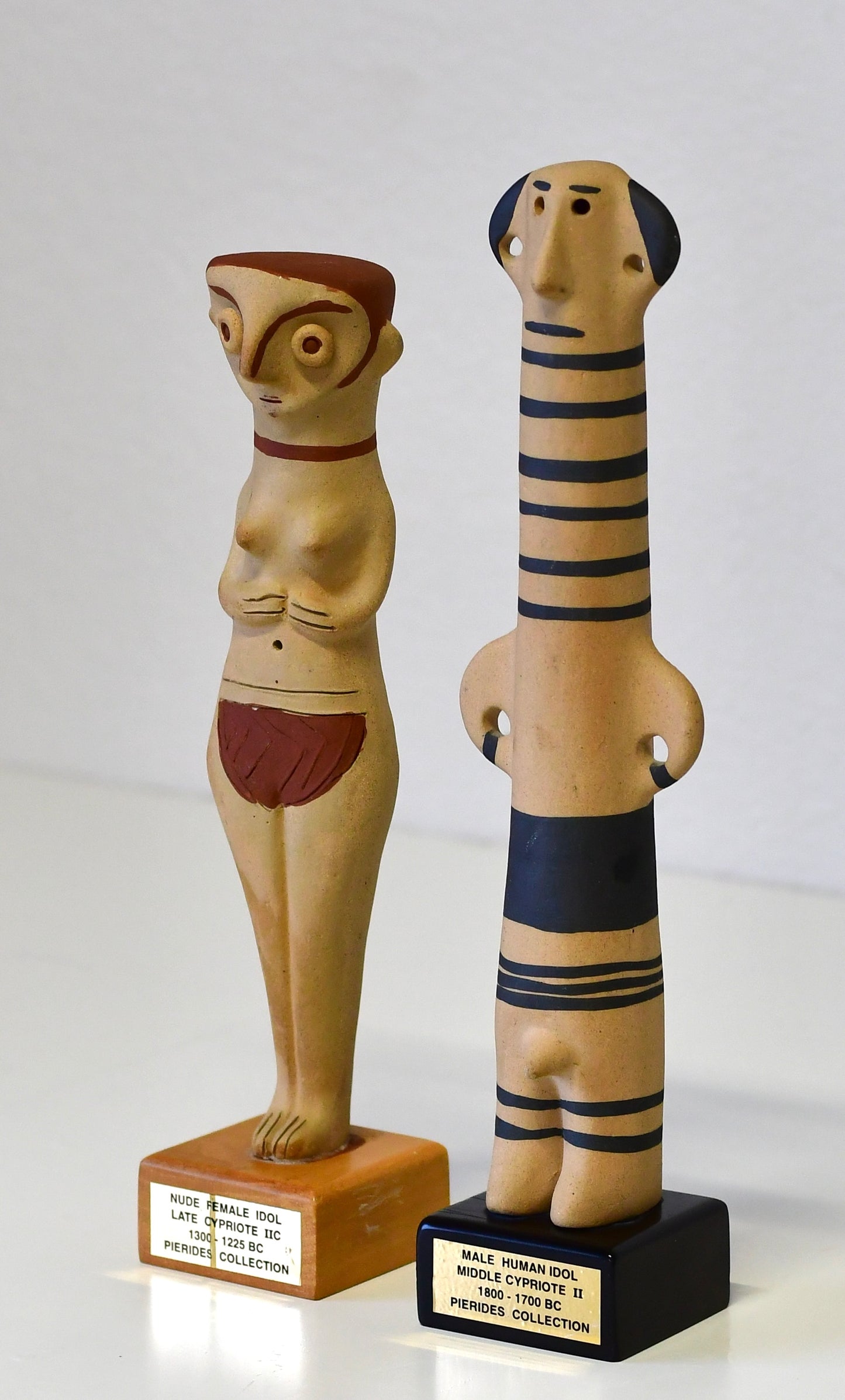 Vintage Greek Male & Female Pottery Idol Sculptures Zande Pierides Cypriote