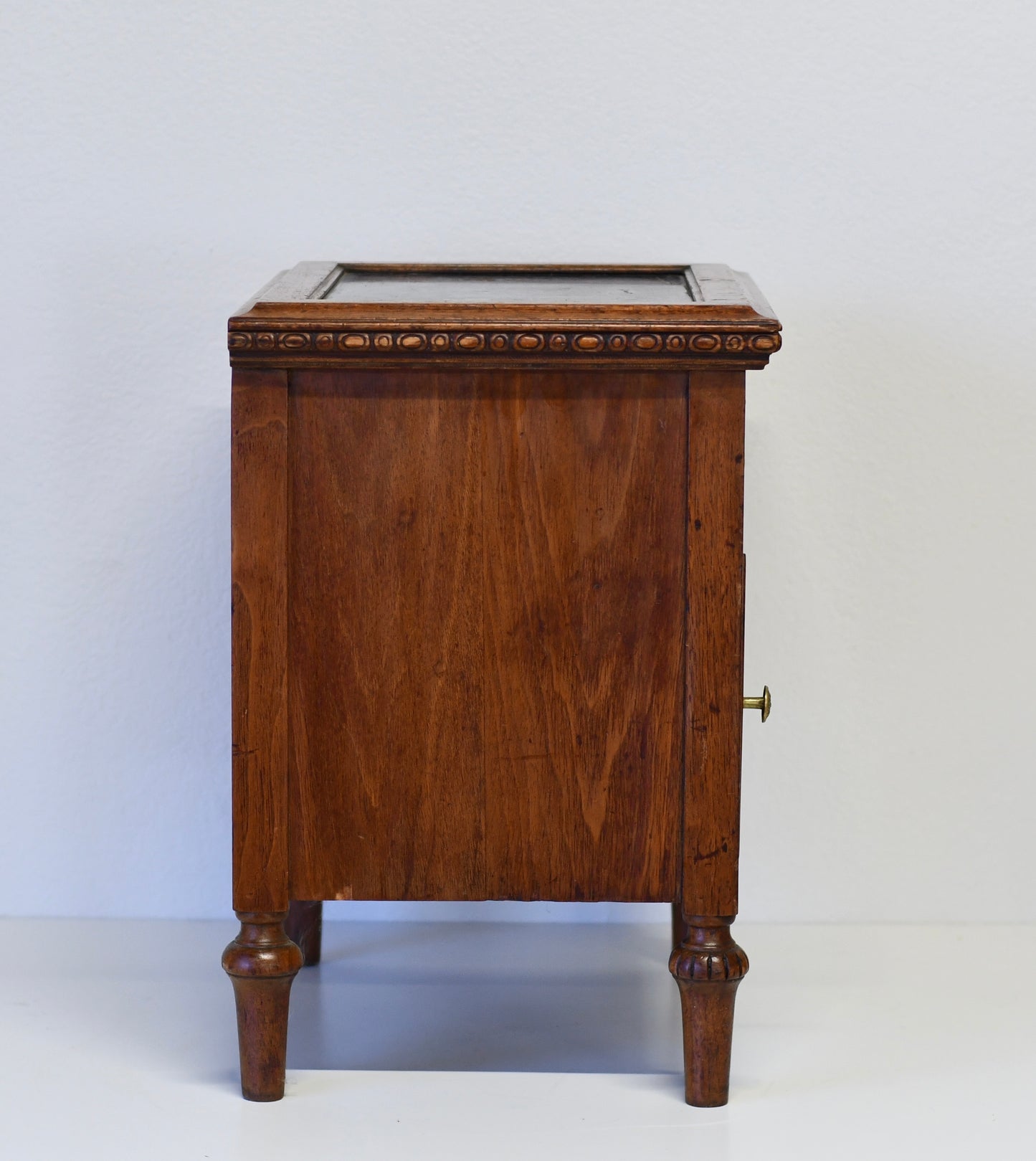 Antique French Louis XVI Petite Walnut & Marble Nightstand Side