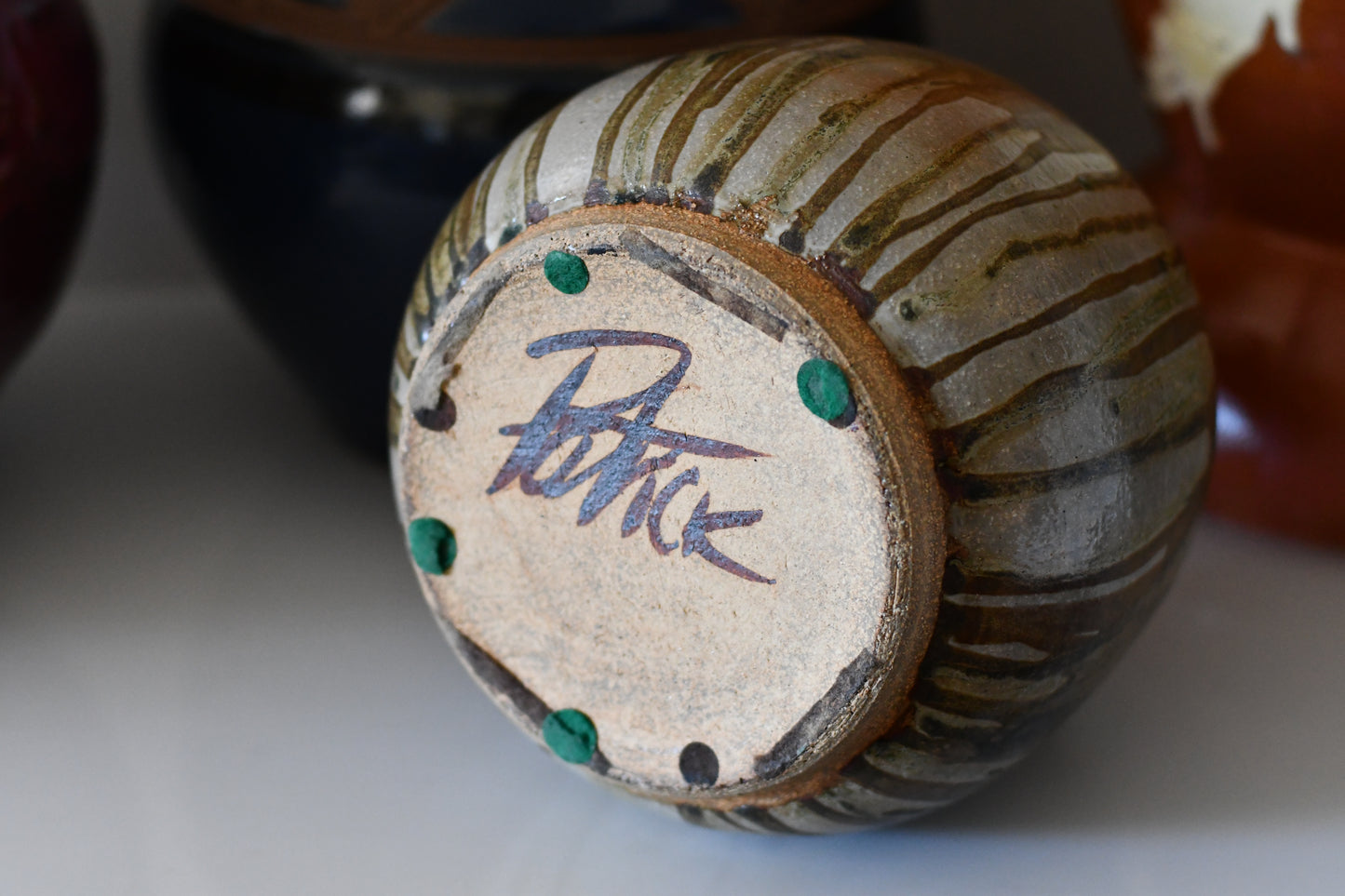 Gerald Patrick Studio Pottery Art Drip Glaze Vase