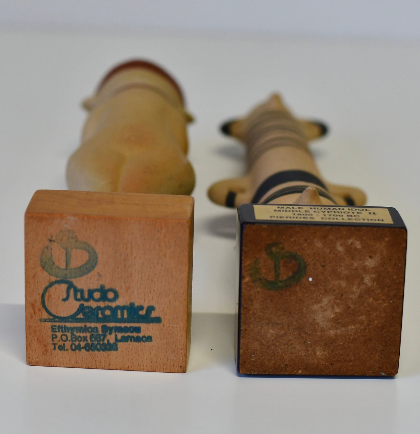 Vintage Greek Male & Female Pottery Idol Sculptures Zande Pierides Cypriote