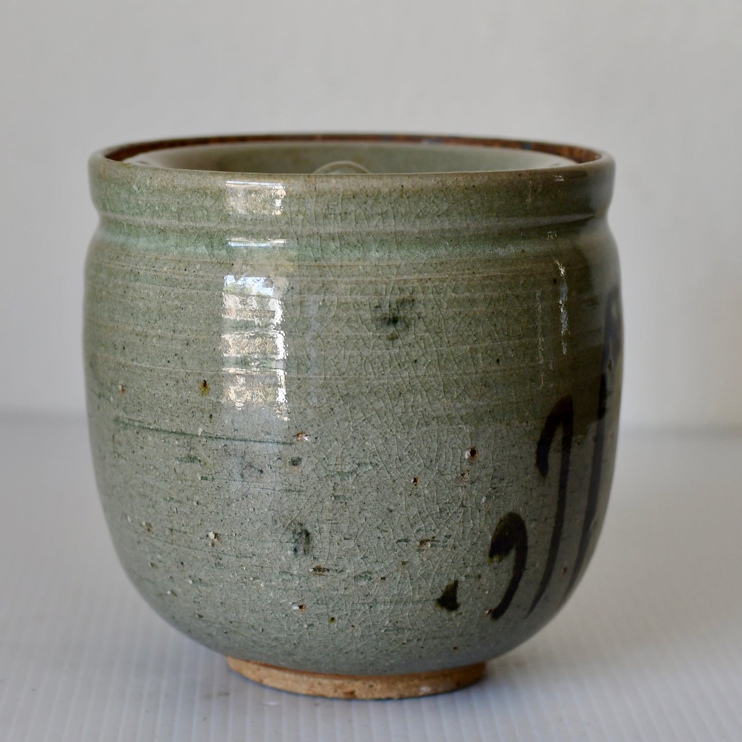 Japanese Tea Ceremony Mizusashi Pottery Vase Water Container