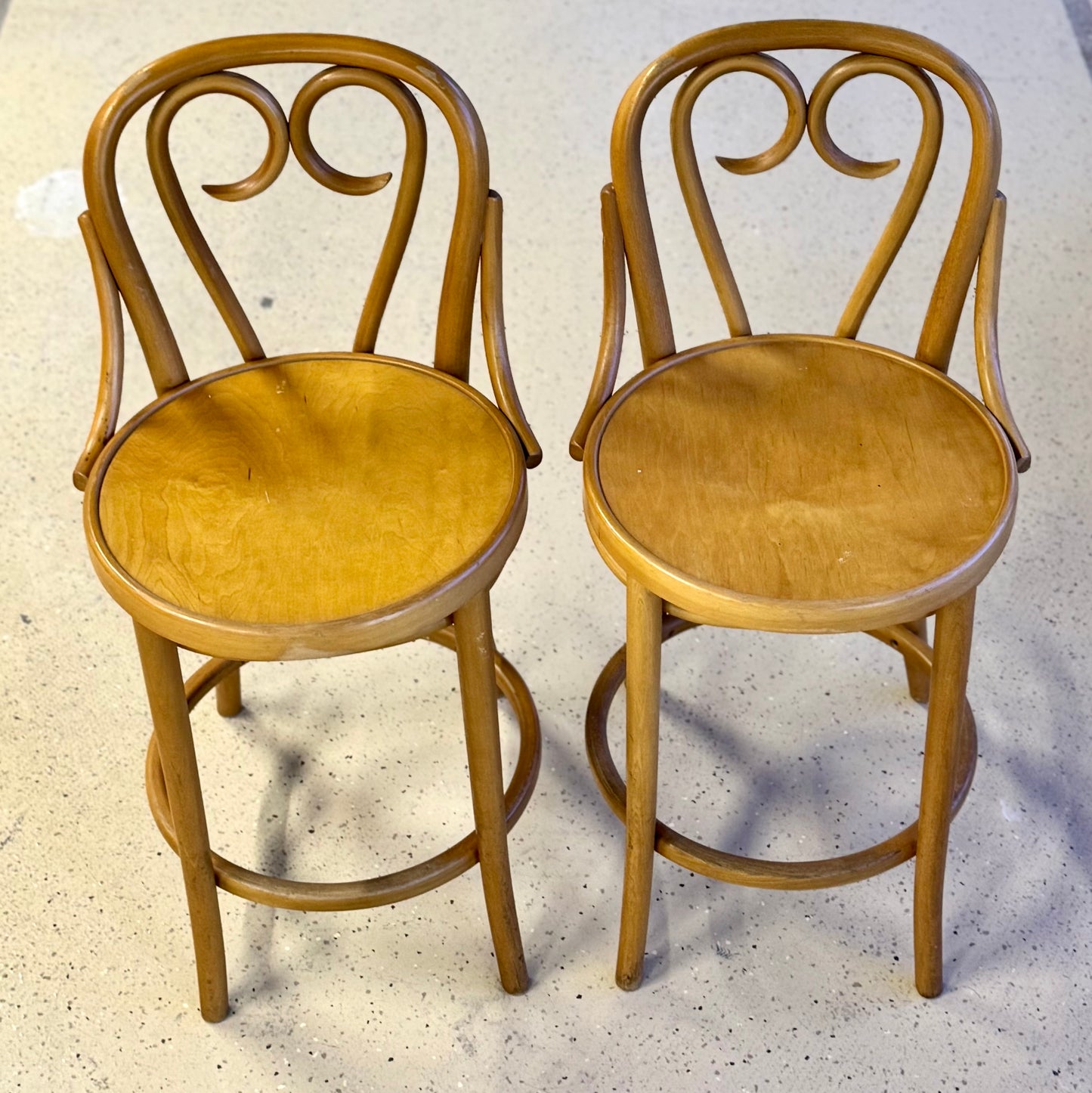 Vintage Pair of Original Thonet Bentwood Bar Stools