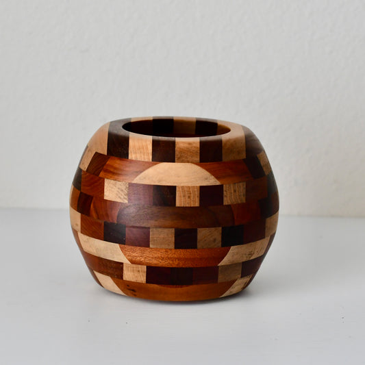 Artisan Handmade Segmented Wood Vase Bowl Cherry Maple Walnut