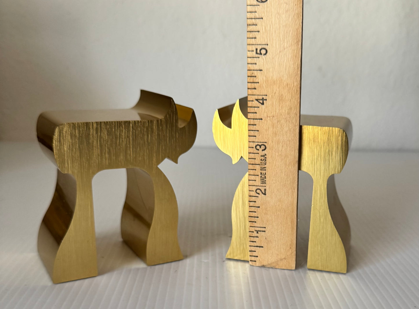 Vintage Chai Bookends Gold Stainless Steel by Mary Ann Scherr Collection