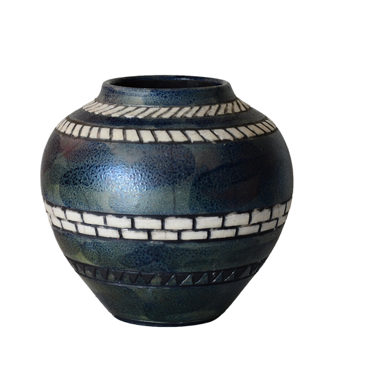 Vintage Raku Pottery Vase by Chic Darnell, 1988