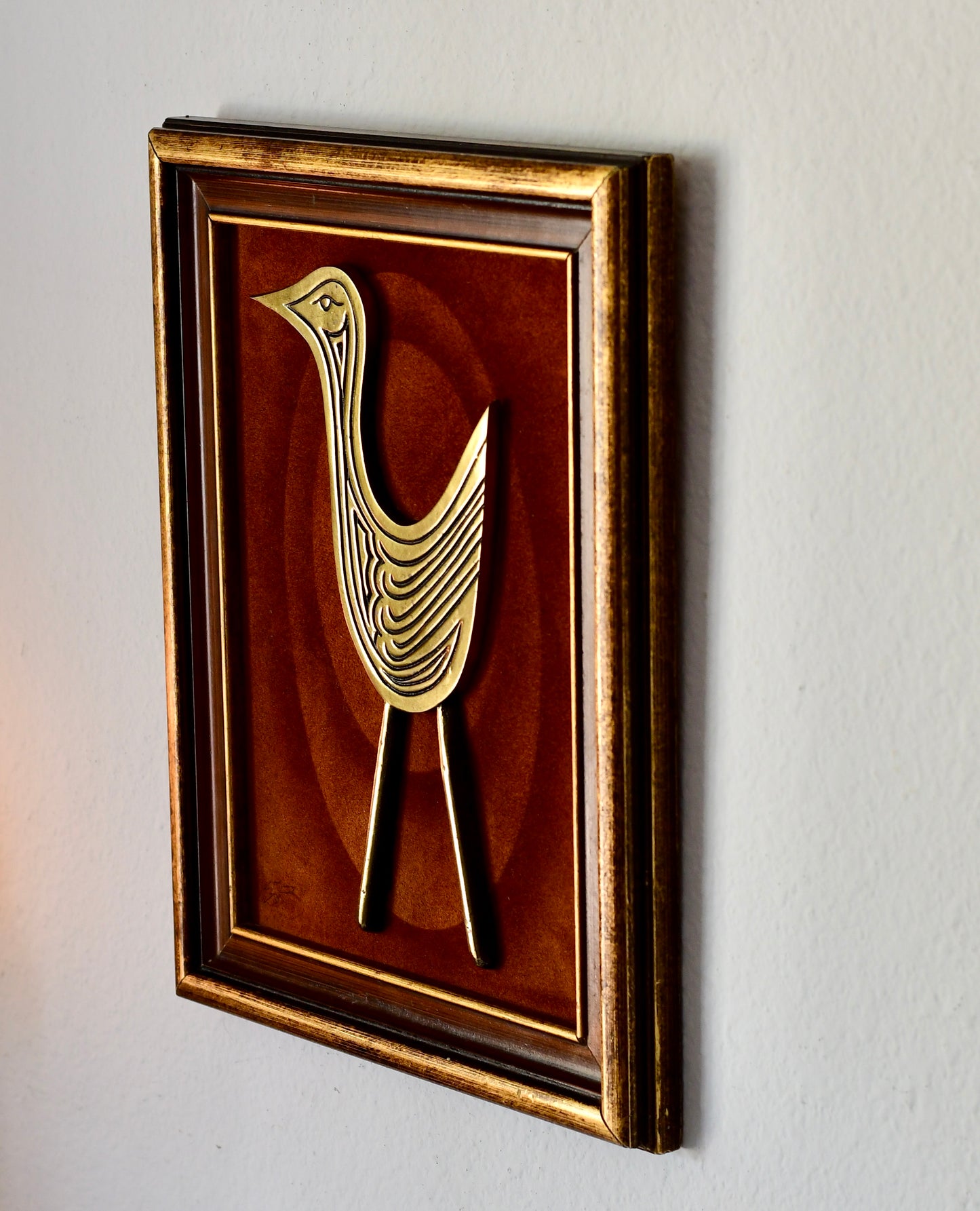 Vintage Brass Bird Sculpture Wall Art Circa 1979