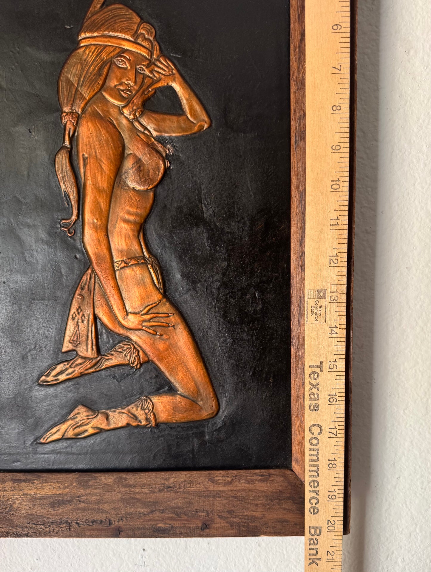 Vintage Hand Embossed Copper Nude Women Art