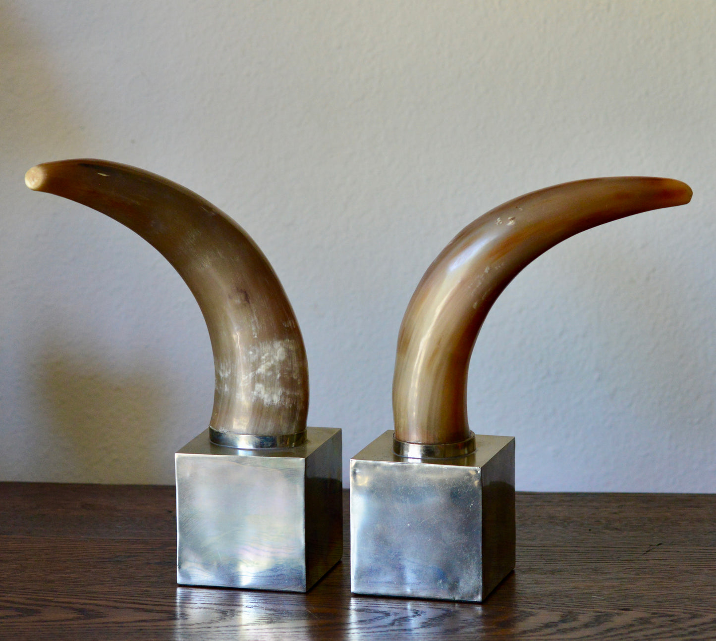 Airedelsur Alpaca Silver & Horn Bookends Sculptures Argentina Modern